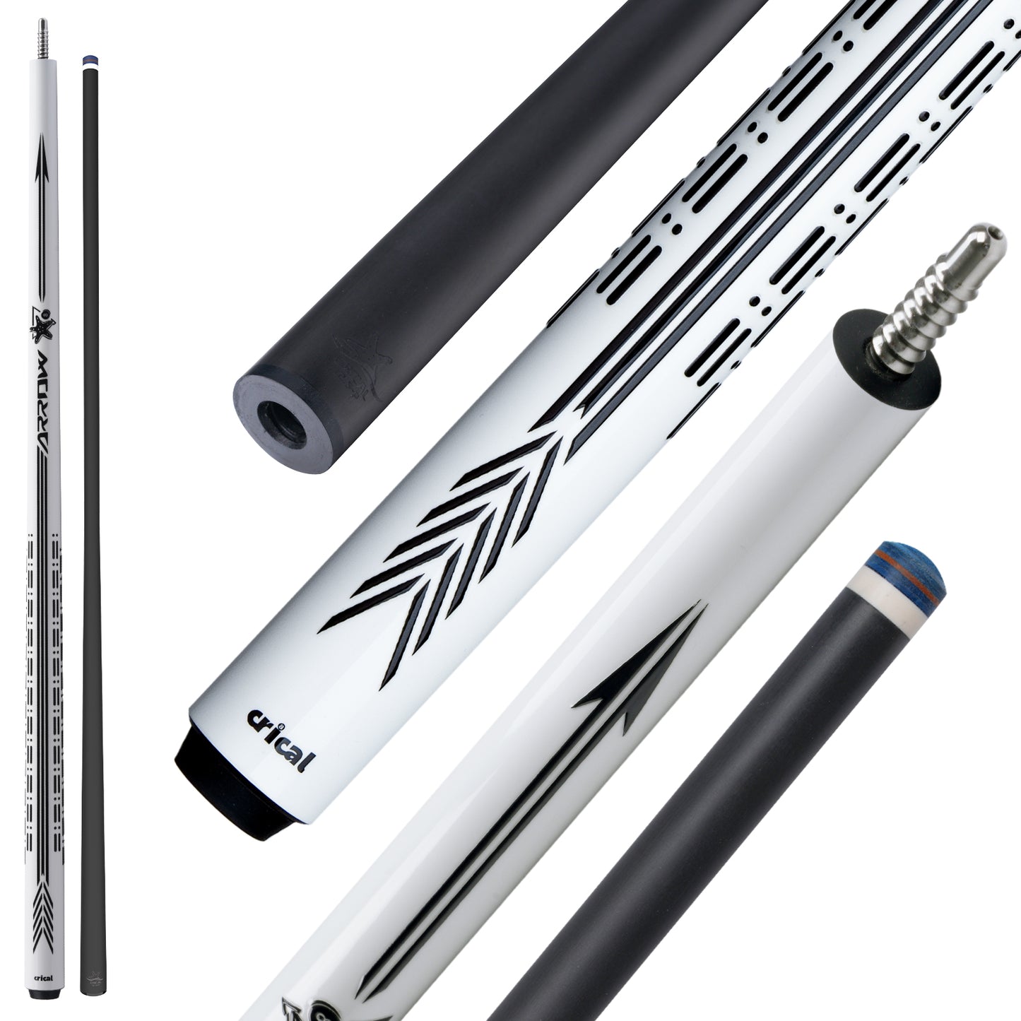 【CRICAL】CL-PD-SET Carbon Fiber Pool Cue Stick - 58" Low Deflection Professional Pool Cue with Pro Taper Shaft, 3D Wrapless Grip, 12.5mm Tip & 3/8x8 Joint Billiard Stick