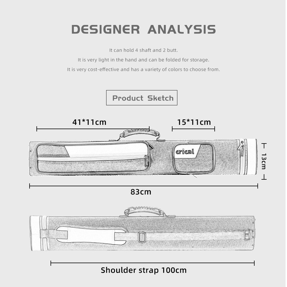 【Crical】Pool Cue Case with 6 Holes 2*4 case 2 butts 4 shafts pool cue bag for 1/2 Billiard cue cases