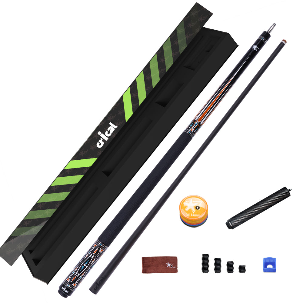 【CRICAL】CXD-2F 碳纤维台球杆,带 12.5 毫米尖头皮革握把,低偏转杆身,适用于台球杆