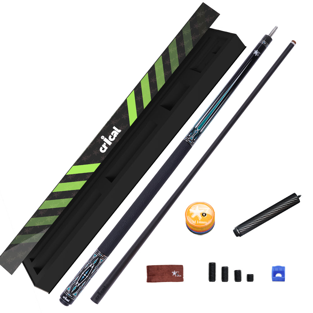 【CRICAL】CXD-2F 碳纤维台球杆,带 12.5 毫米尖头皮革握把,低偏转杆身,适用于台球杆