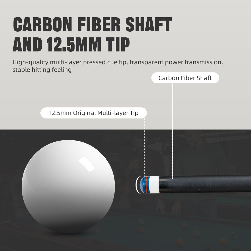 【CRICAL】CL-PRO  Carbon Fiber Pool Cue Stick with 12.5mm Tip Low Deflection shaft for Billiard Cue Sticks(ship from USA)