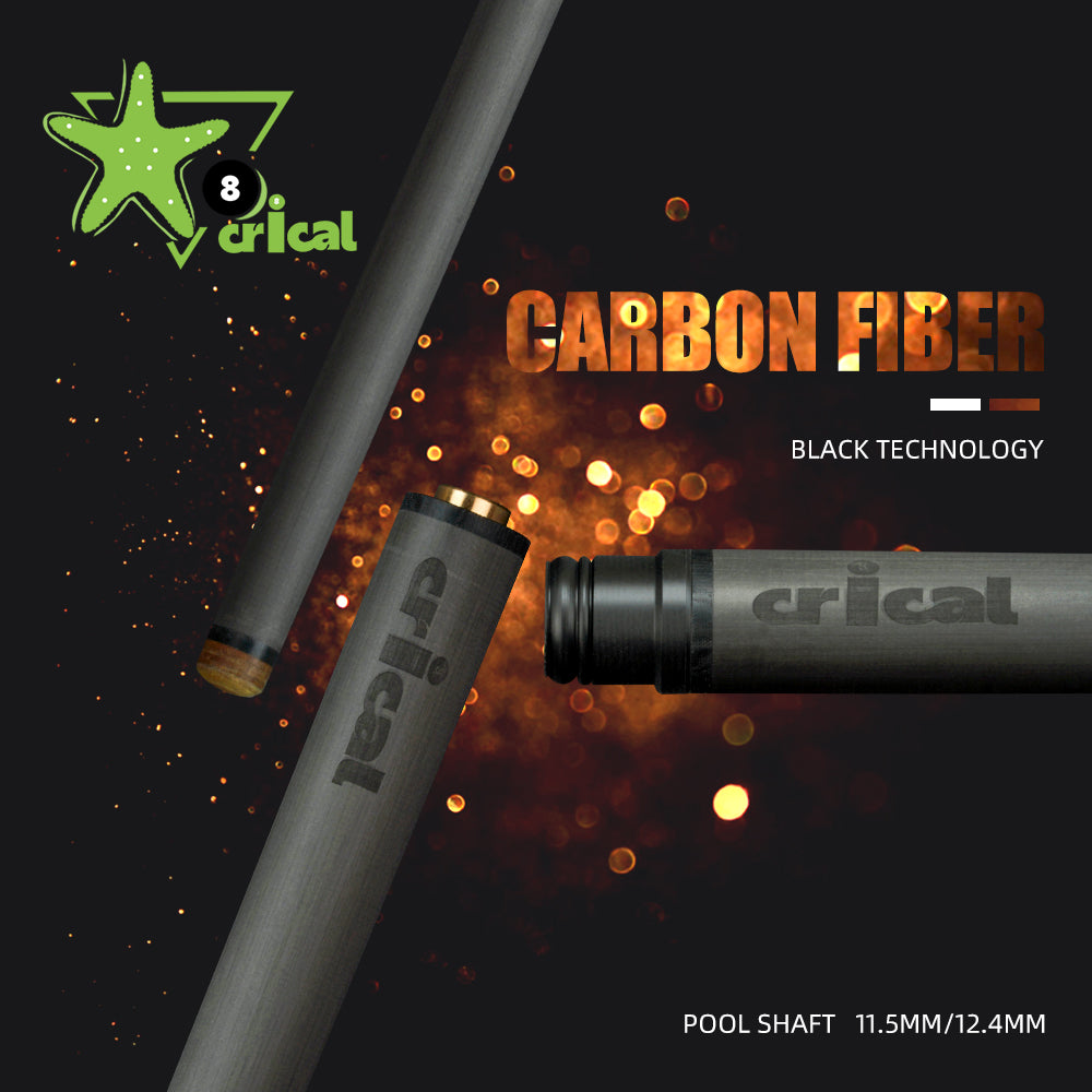 Crical Carbon Fiber Pool Cue Single Shaft with 3/8 * 8 Uniloc Joint 11.5mm/12.5mm Low Deflection Ultra-Smooth Easy to Control Billiard Cue Stick Shaft 29''(ship from USA)