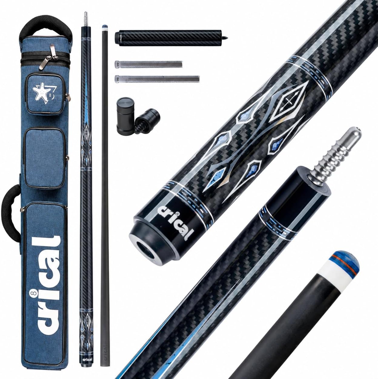 【CL-04】CRICAL Carbon Fiber Pool Cue Stick with 12.5mm Tip Low Deflection shaft for Billiard Cue Sticks