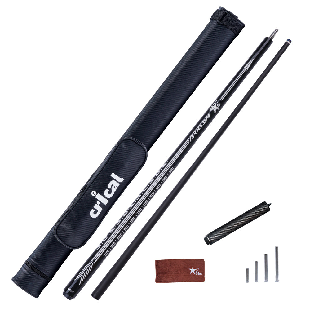 【CRICAL】CL-PD-05 Carbon Fiber Pool Cue Stick - 58" Low Deflection Professional Pool Cue with Pro Taper Shaft, 3D Wrapless Grip, 12.5mm Tip & 3/8x8 Joint Billiard Stick