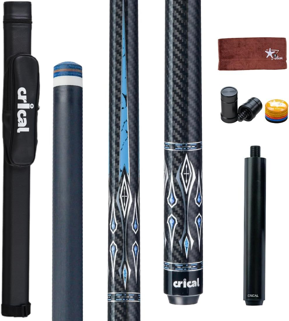 【CRICAL】CL-04 Carbon Fiber Pool Cue Stick with 12.5mm Tip Low Deflection shaft for Billiard Cue Sticks