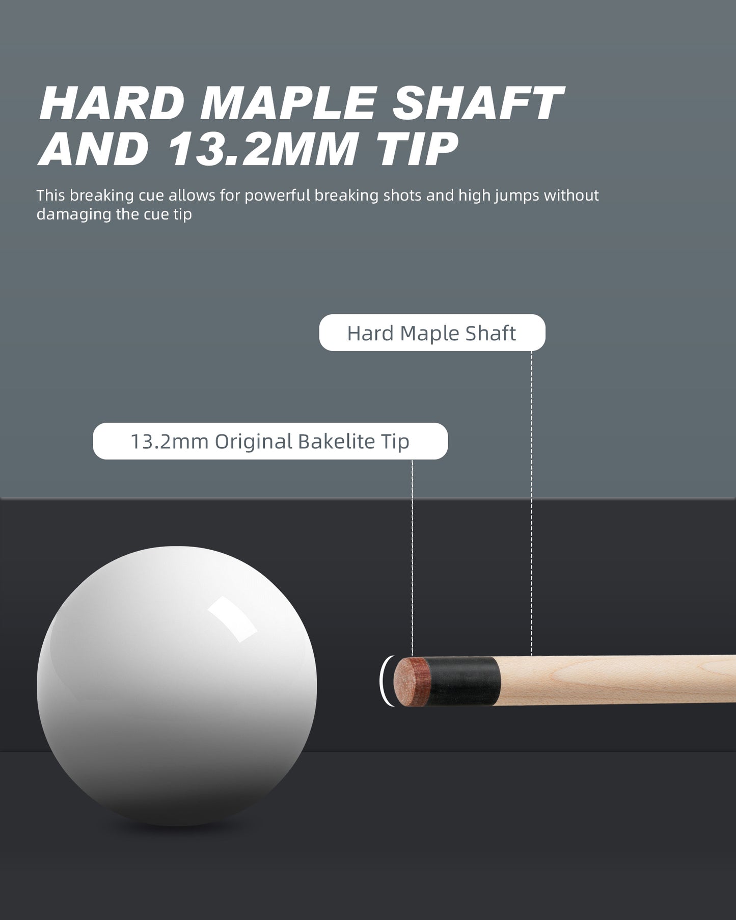 【Crical】Break Jump Cue with 3 Piece Heavy Hitter Jump Break Cue 13.2mm Tip Professional Punch Jump Cue