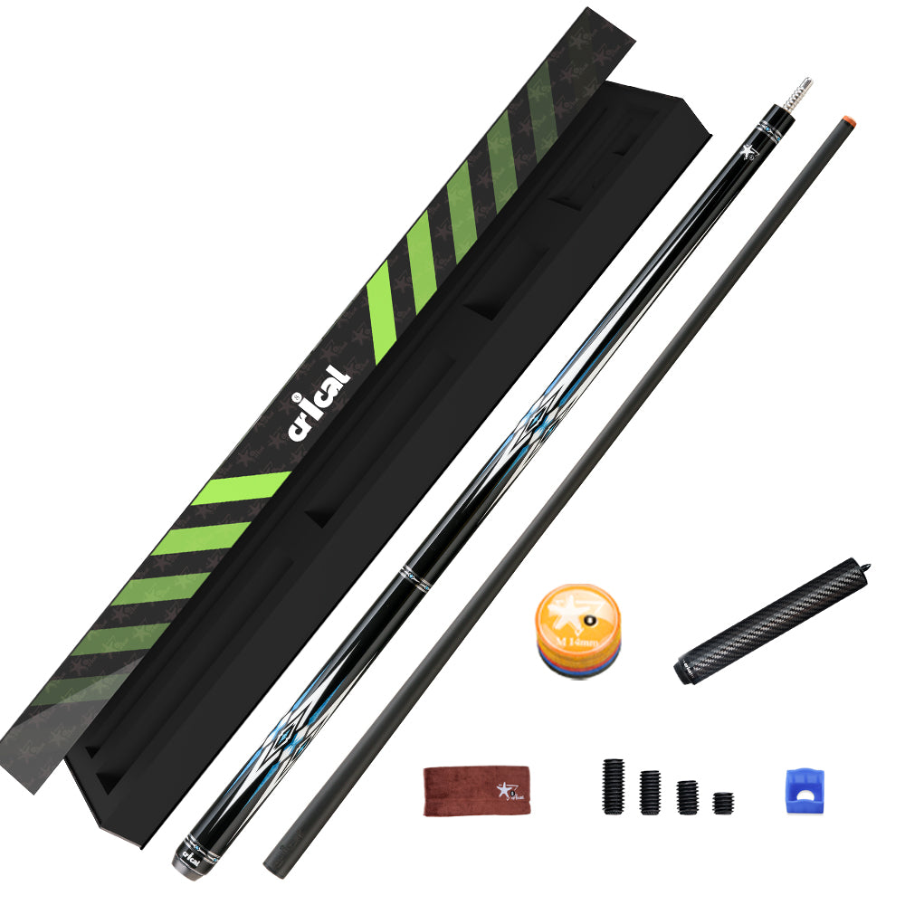 【CRICAL】CXD-1BF 碳纤维台球杆,带12.5毫米尖头低偏转杆身,适用于台球杆
