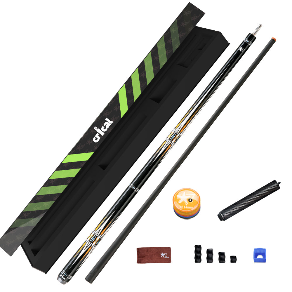 【CRICAL】CXD-2F 碳纤维台球杆,带 12.5 毫米尖头皮革握把,低偏转杆身,适用于台球杆