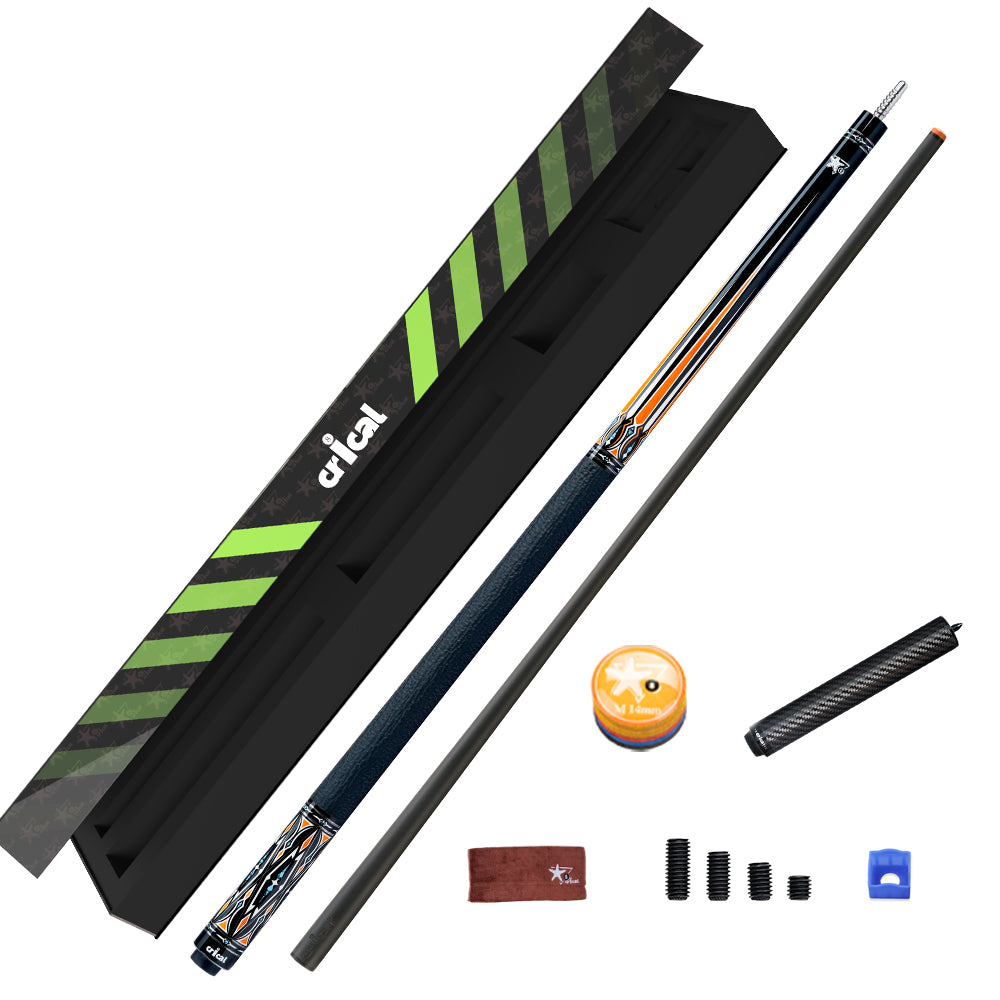【Crical】CXD-2YF Carbon Fiber Pool Cue Stick with 12.5mm Tip leather grip Low Deflection shaft for Billiard Cue Sticks