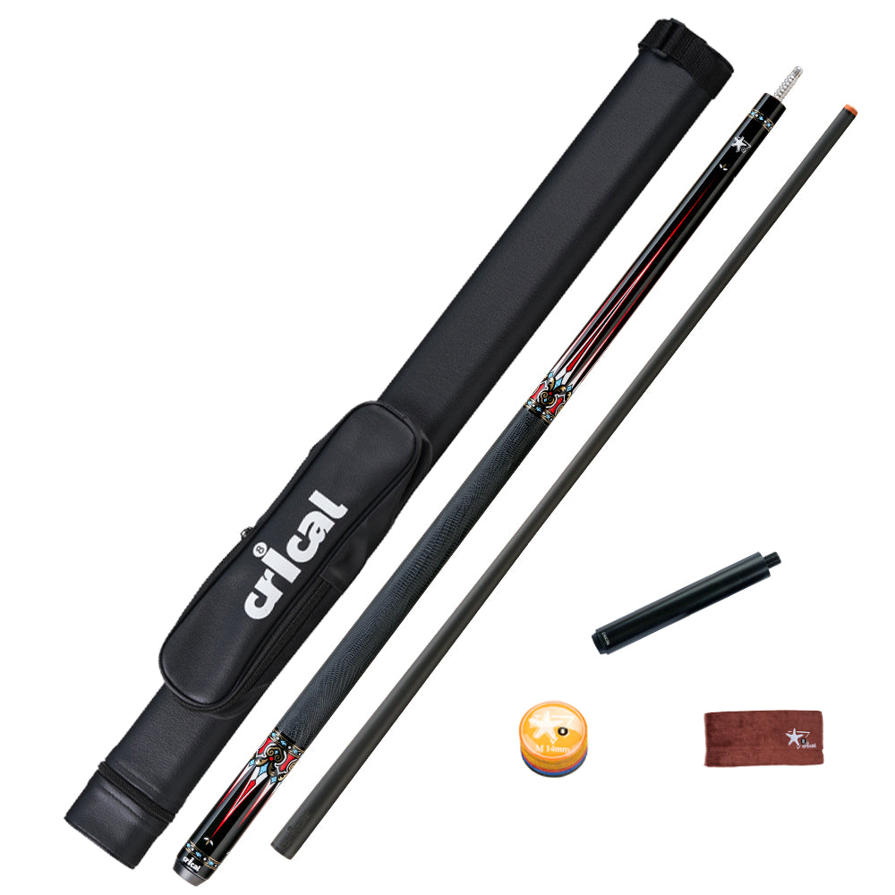 【Crical】CXD-3RF Carbon Fiber Pool Cue Stick with 12.5mm Tip leather grip Low Deflection shaft for Billiard Cue Sticks