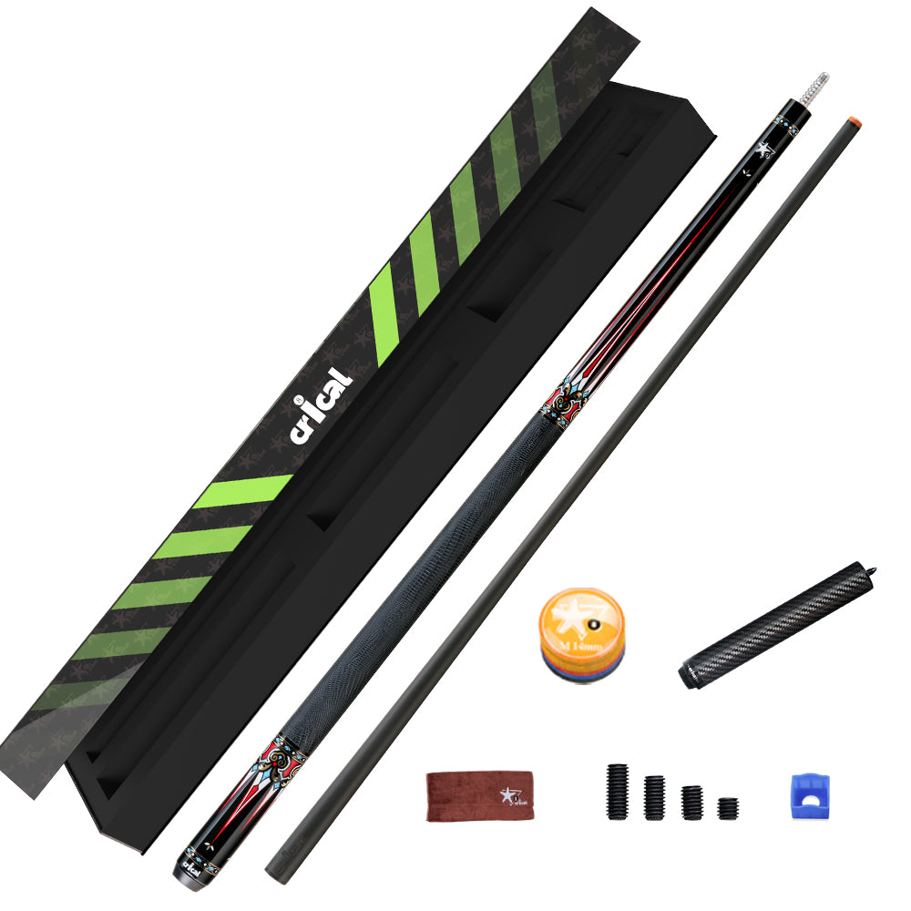 【Crical】CXD-3RF Carbon Fiber Pool Cue Stick with 12.5mm Tip leather grip Low Deflection shaft for Billiard Cue Sticks