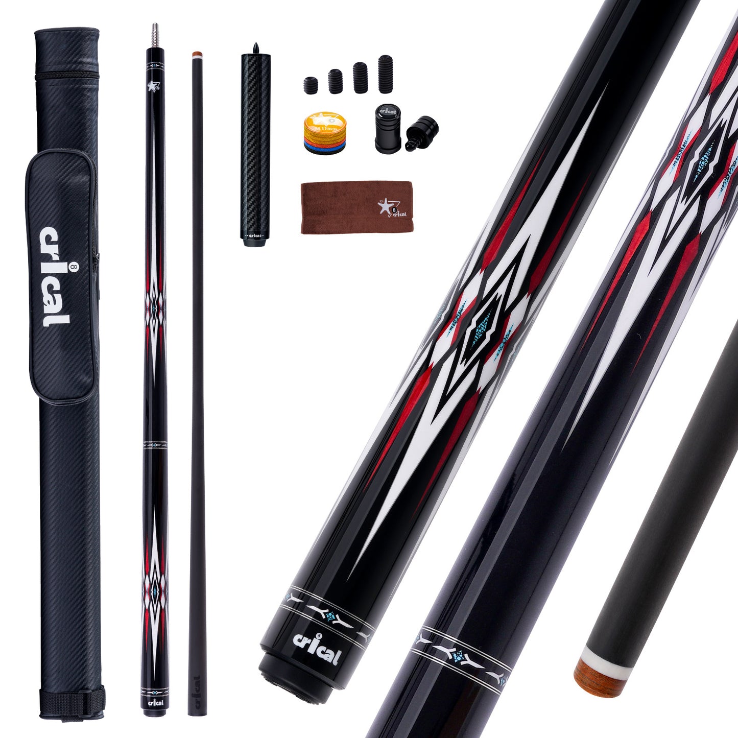 【CRICAL】CXD-1RF Carbon Fiber Pool Cue Stick with 12.5mm Tip Low Deflection shaft for Billiard Cue Sticks