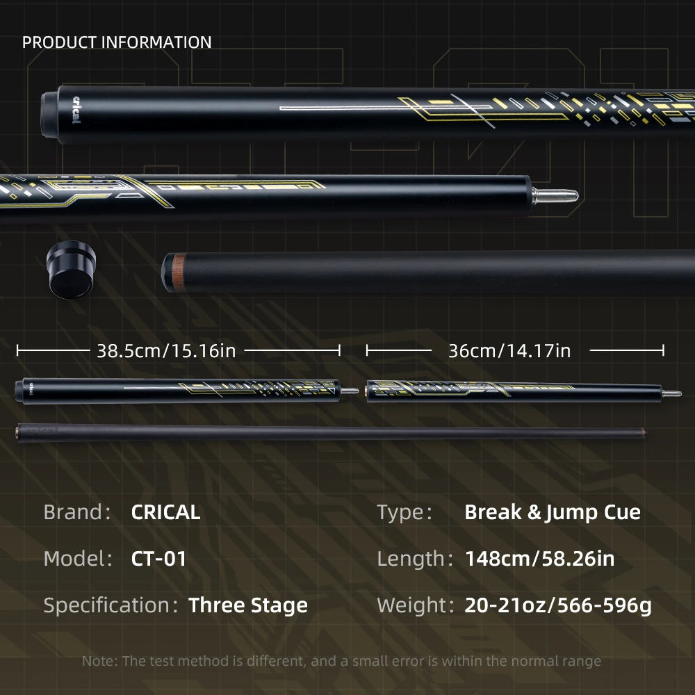 【Crical】 2 in 1 Carbon Energy Break Punch Kick-off Jump Billiard Pool Cue Stick 13mm Break Jump Cue Stick