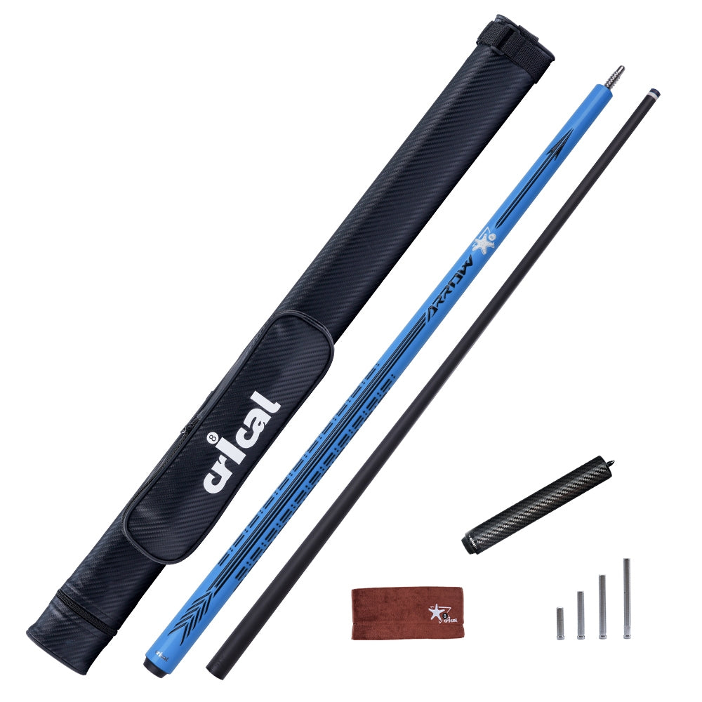 【CRICAL】CL-PD-set Carbon Fiber Pool Cue Stick - 58" Low Deflection Professional Pool Cue with Pro Taper Shaft, 3D Wrapless Grip, 12.5mm Tip & 3/8x8 Joint Billiard Stick