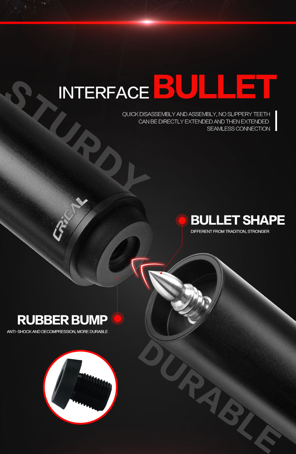 【CRICAL】Billiard Pool Cue Extension with High Quality Metal Extender for Crical PREDATOR MEZZ How Fury Billiard Accessories