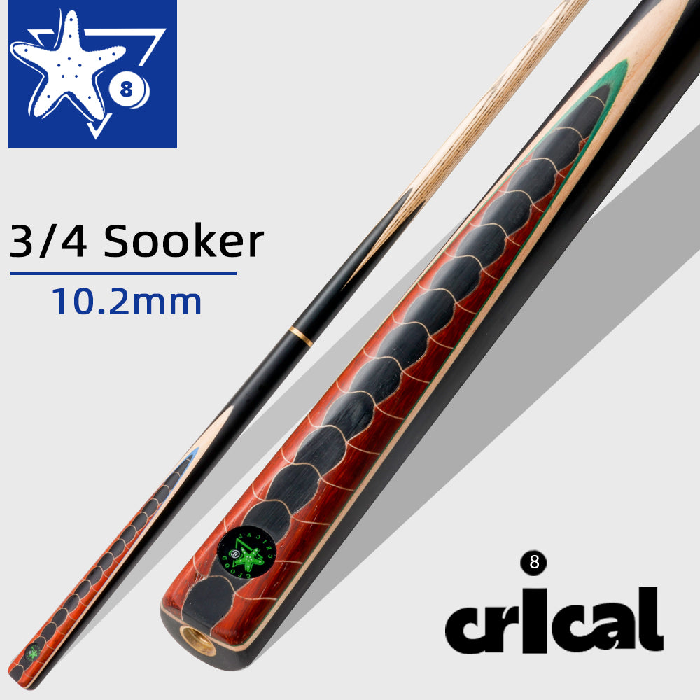 【CRICAL】 3/4 Split Snooker Cues with 10-10.2mm Tip and Extension Cases for Professional Snooker Cue Stick(Dragon-red)