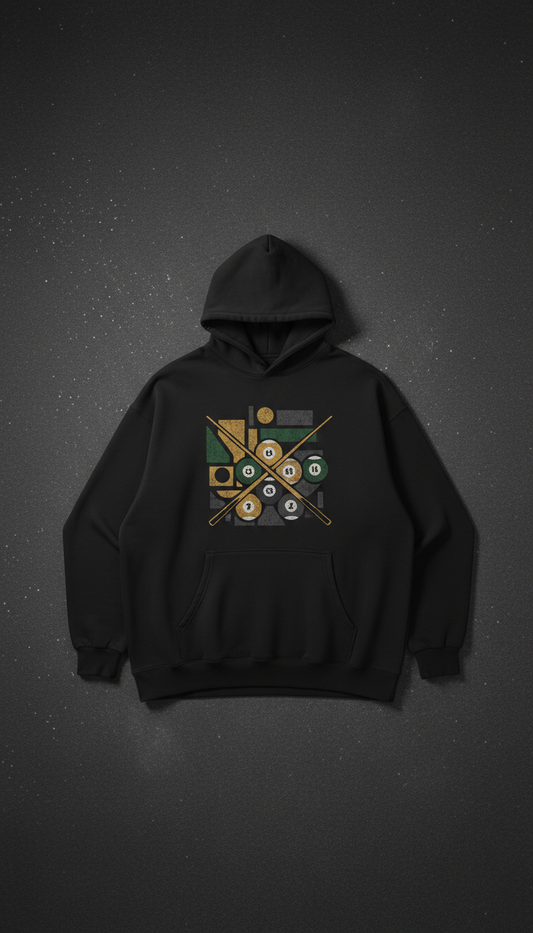 Oversized hoodie with billiards graphic
