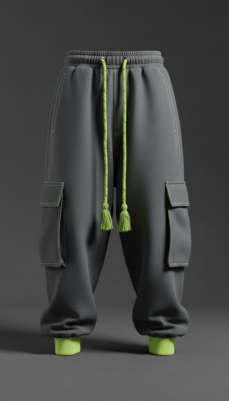 Streetwear joggers with neon-accented drawstrings