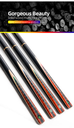 【Snooker】3/4 Split Snooker Cues with 10-10.2mm Tip and Extension Cases for Professional Snooker Cue Stick(Dragon-green)
