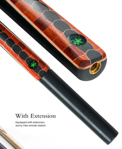 【Snooker】3/4 Split Snooker Cues with 10-10.2mm Tip and Extension Cases for Professional Snooker Cue Stick（Dragon-Blue）