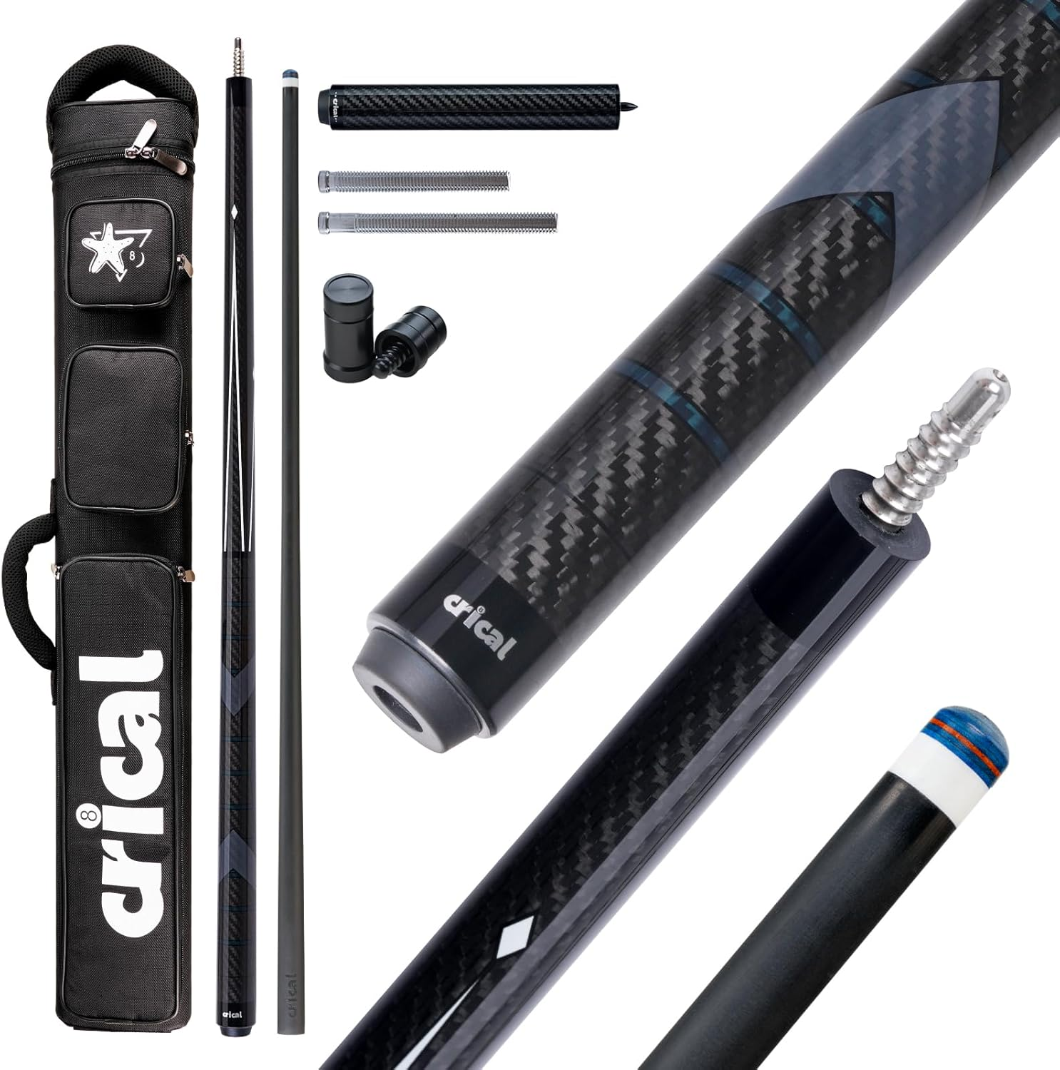 Crical】CL-01 Carbon Fiber Pool Cue Stick with 12.5mm Tip Low