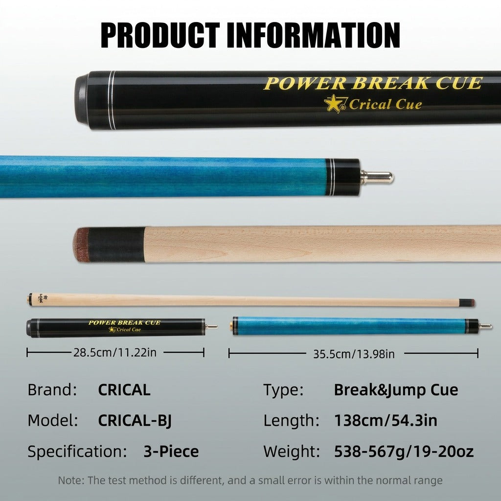 CRICAL】Break Jump Cue with 3 Piece Heavy Hitter Jump Break Cue 13mm T