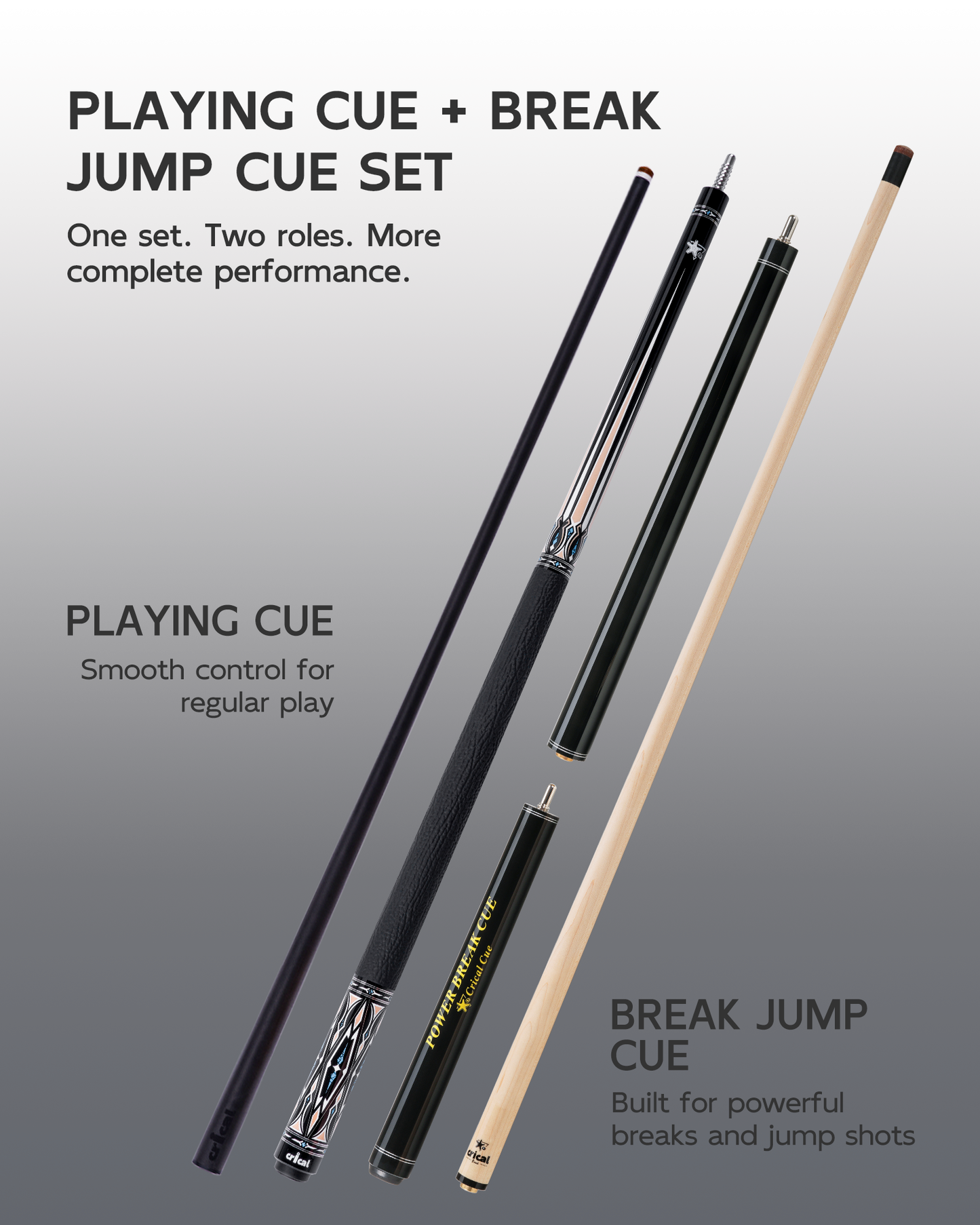 【CXD】CRICAL Pro Taper Carbon Fiber Pool Cue Set with Maple Jump Break Cue