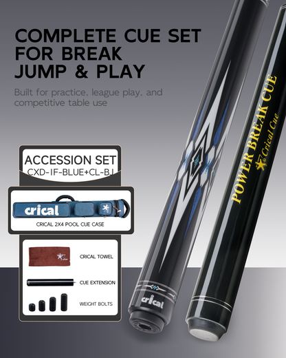 【CXD-1F】CRICAL Pro Taper Carbon Fiber Pool Cue Set with Maple Jump Break Cue