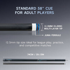 【CL-02】Carbon Fiber Pool Cue Stick with 12.5mm Tip Low Deflection shaft for Billiard Cue Sticks