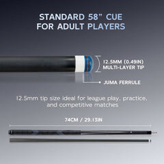 【CL-02】Carbon Fiber Pool Cue Stick with 12.5mm Tip Low Deflection shaft for Billiard Cue Sticks