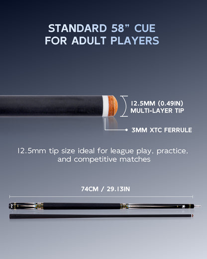 【CRICAL】CXD-3YF Carbon Fiber Pool Cue Stick with 12.5mm Tip leather grip Low Deflection shaft for Billiard Cue Sticks