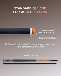 【CRICAL】CXD-2F Carbon Fiber Pool Cue Stick with 12.5mm Tip leather grip Low Deflection shaft for Billiard Cue Sticks