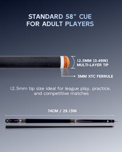 【CXD-3RF 】Carbon Fiber Pool Cue Stick with 12.5mm Tip leather grip Low Deflection shaft for Billiard Cue Sticks