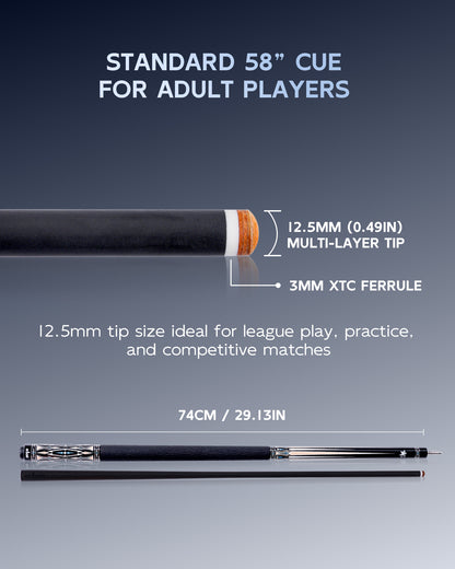 【Crical】CXD-2YF Carbon Fiber Pool Cue Stick with 12.5mm Tip leather grip Low Deflection shaft for Billiard Cue Sticks