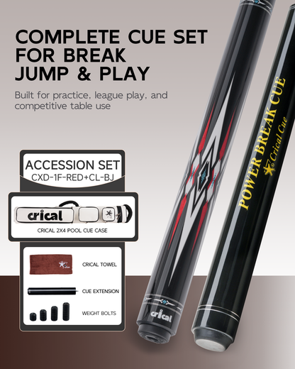 【CXD-1F】CRICAL Pro Taper Carbon Fiber Pool Cue Set with Maple Jump Break Cue