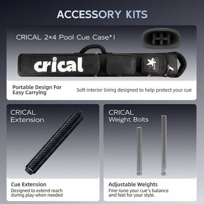 【CRICAL】CL-PRO 1 Carbon Fiber Pool Cue Stick with 12.5mm Tip Low Deflection shaft for Billiard Cue Sticks（ship from USA）
