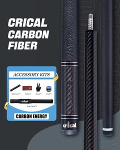 【CRICAL】VP-1 VP-2 Carbon Fiber Pool Cue Stick - 58" Professional Pool Cue with 12.5mm Tip & 3/8x8 Joint Billiard Stick