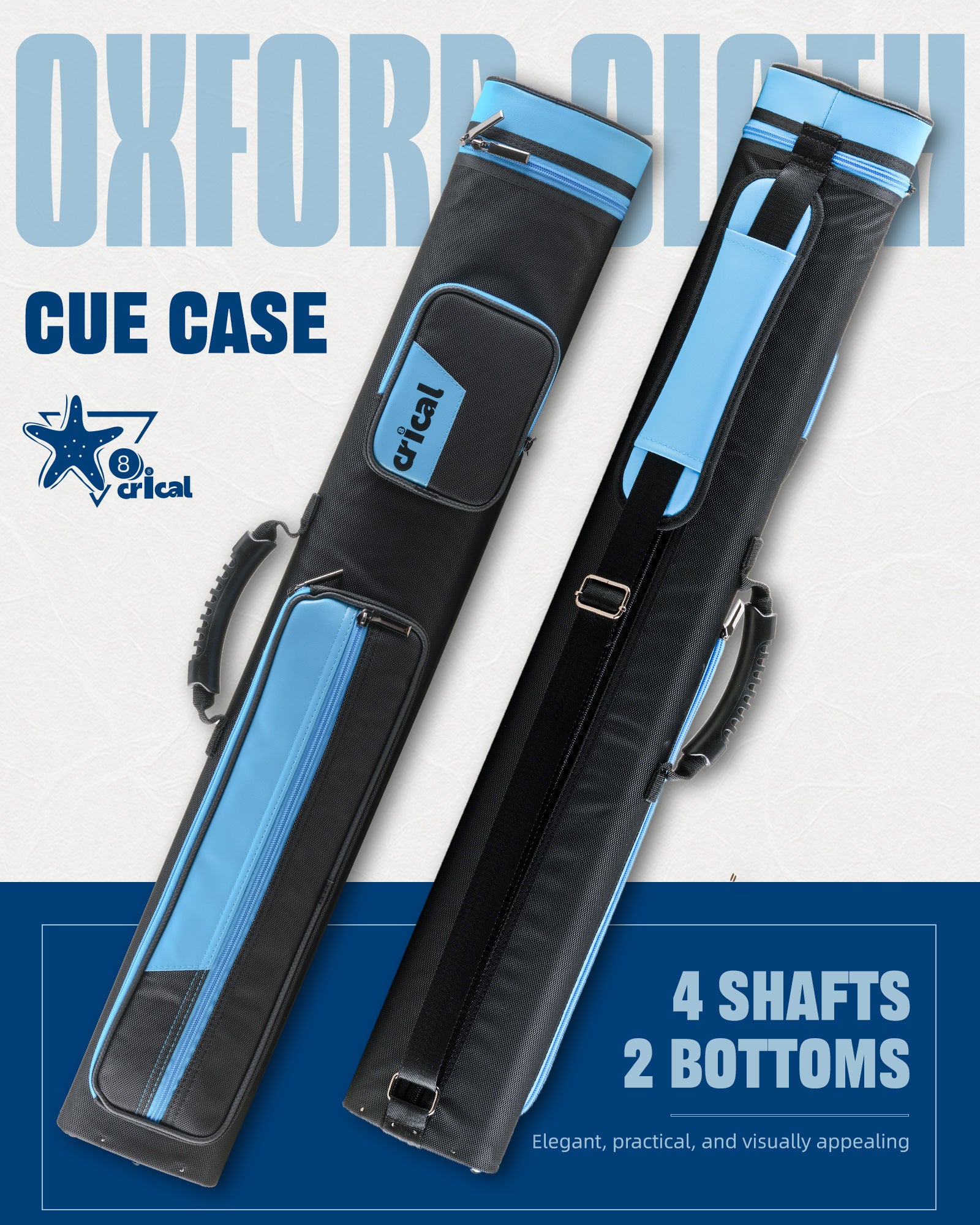 Crical】Pool Cue Case with 6 Holes 2*4 case 2 butts 4 shafts pool