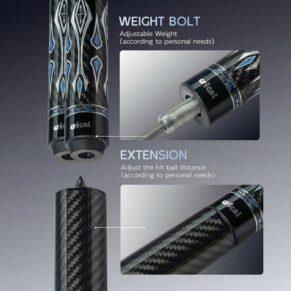 【KRITIKA】CL-04 Karbonfibra Bilarda Bastono kun 12.5mm Pinto Malalt-Deklina ŝafto por Bilardaj Bastonoj