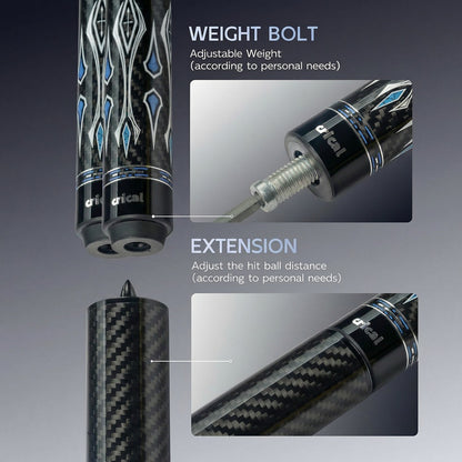 【KRITIKA】CL-04 Karbonfibra Bilarda Bastono kun 12.5mm Pinto Malalt-Deklina ŝafto por Bilardaj Bastonoj