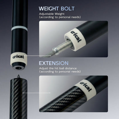【CRICAL】CL-PRO 1 Carbon Fiber Pool Cue Stick with 12.5mm Tip Low Deflection shaft for Billiard Cue Sticks（ship from USA）