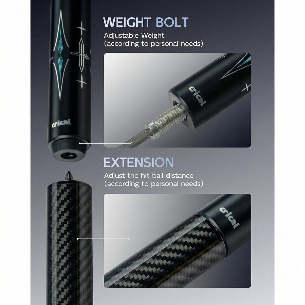 【CRICAL】CL-03 Carbon Fiber Pool Cue Stick with 12.5mm Tip Low Deflection shaft for Billiard Cue Sticks