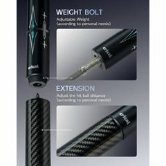 【CL-03】CRICAL Carbon Fiber Pool Cue Stick with 12.5mm Tip Low Deflection shaft for Billiard Cue Sticks
