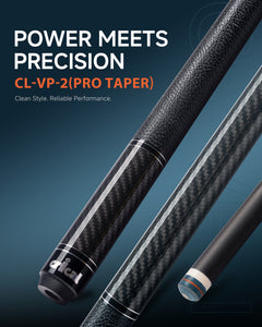 【VP PRO Taper】CRICAL Carbon Fiber Pool Cue Stick, Low Deflection Billiard Cue with Pro Taper Shaft, 58 Inch Cue with Cowhide Grip, 12.5mm Tip, 3/8x8 Joint, Adjustable Weight