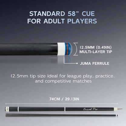 【CRICAL】CL-PRO 1 Carbon Fiber Pool Cue Stick with 12.5mm Tip Low Deflection shaft for Billiard Cue Sticks（ship from USA）