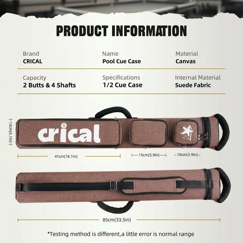 【Crical】Pool Cue Case with 6 Holes 2*4 case 2 butts 4 shafts pool cue bag for 1/2 Billiard cue cases
