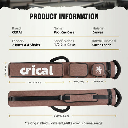 【Crical】Pool Cue Case with 6 Holes 2*4 case 2 butts 4 shafts pool cue bag for 1/2 Billiard cue cases