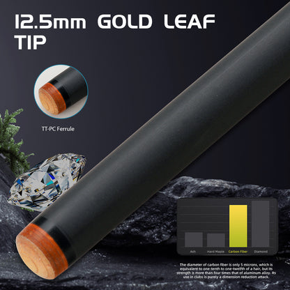 【CRICAL】CXD-1BF Carbon Fiber Pool Cue Stick with 12.5mm Tip Low Deflection shaft for Billiard Cue Sticks