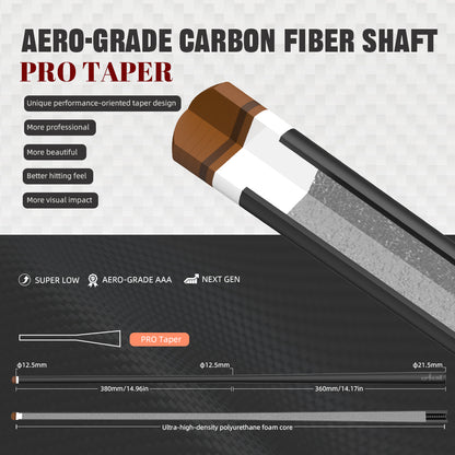 【Crical】CXD-3RF Carbon Fiber Pool Cue Stick with 12.5mm Tip leather grip Low Deflection shaft for Billiard Cue Sticks