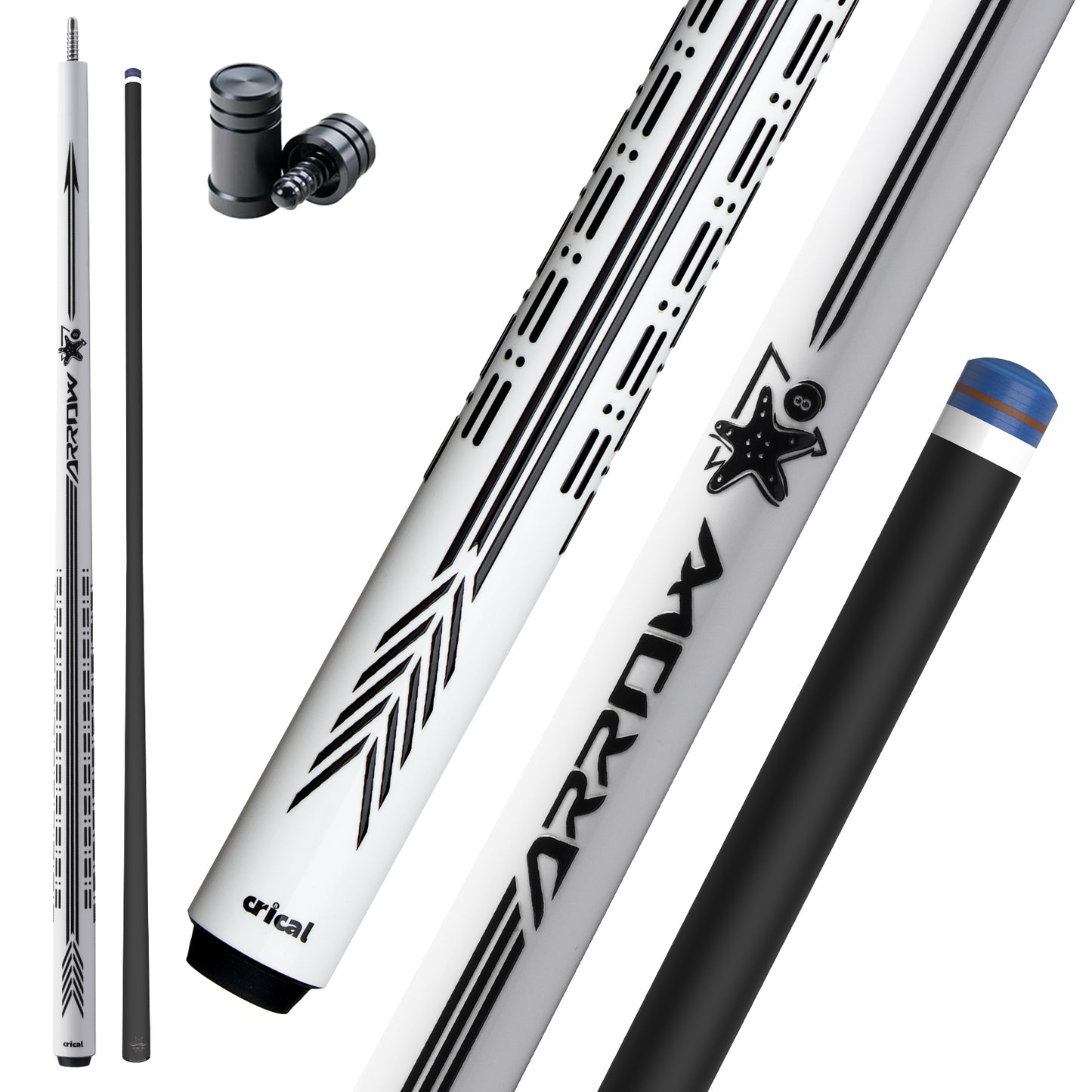 【CRICAL】CL-PD-04 Carbon Fiber Pool Cue Stick - 58" Low Deflection Professional Pool Cue with Pro Taper Shaft, 3D Wrapless Grip, 12.5mm Tip & 3/8x8 Joint Billiard Stick